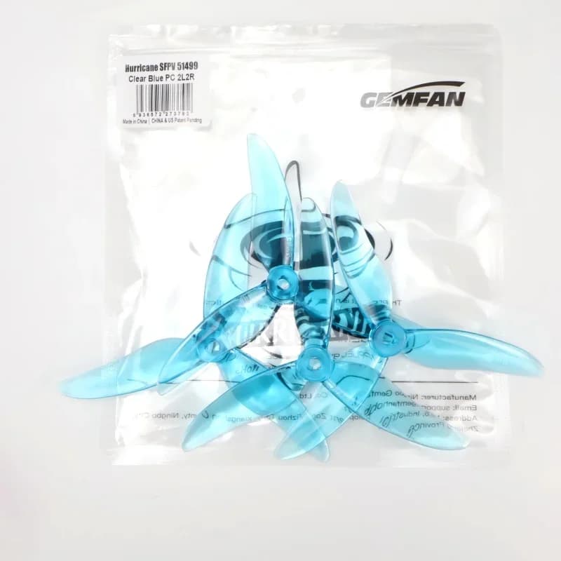 51499 blue 2 pairs Gemfan Hurricane Puntelli 5 inch 3 blades CW/CCW PC Elica for RC Drone FPV Racing 2207 2306 Motor Nazgul5 LAL5