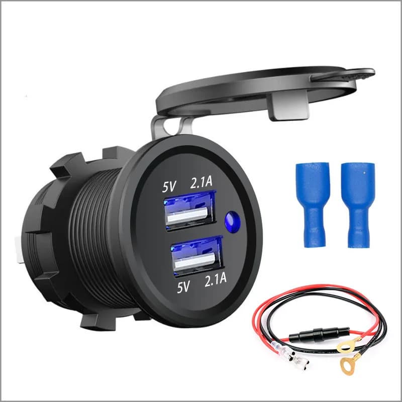 5V 3.1A 12V Dual USB Car Charger Socket Waterproof Power Adapter Sockets Outlet for Vehicle Boat Truck Motorcycle RV ATV