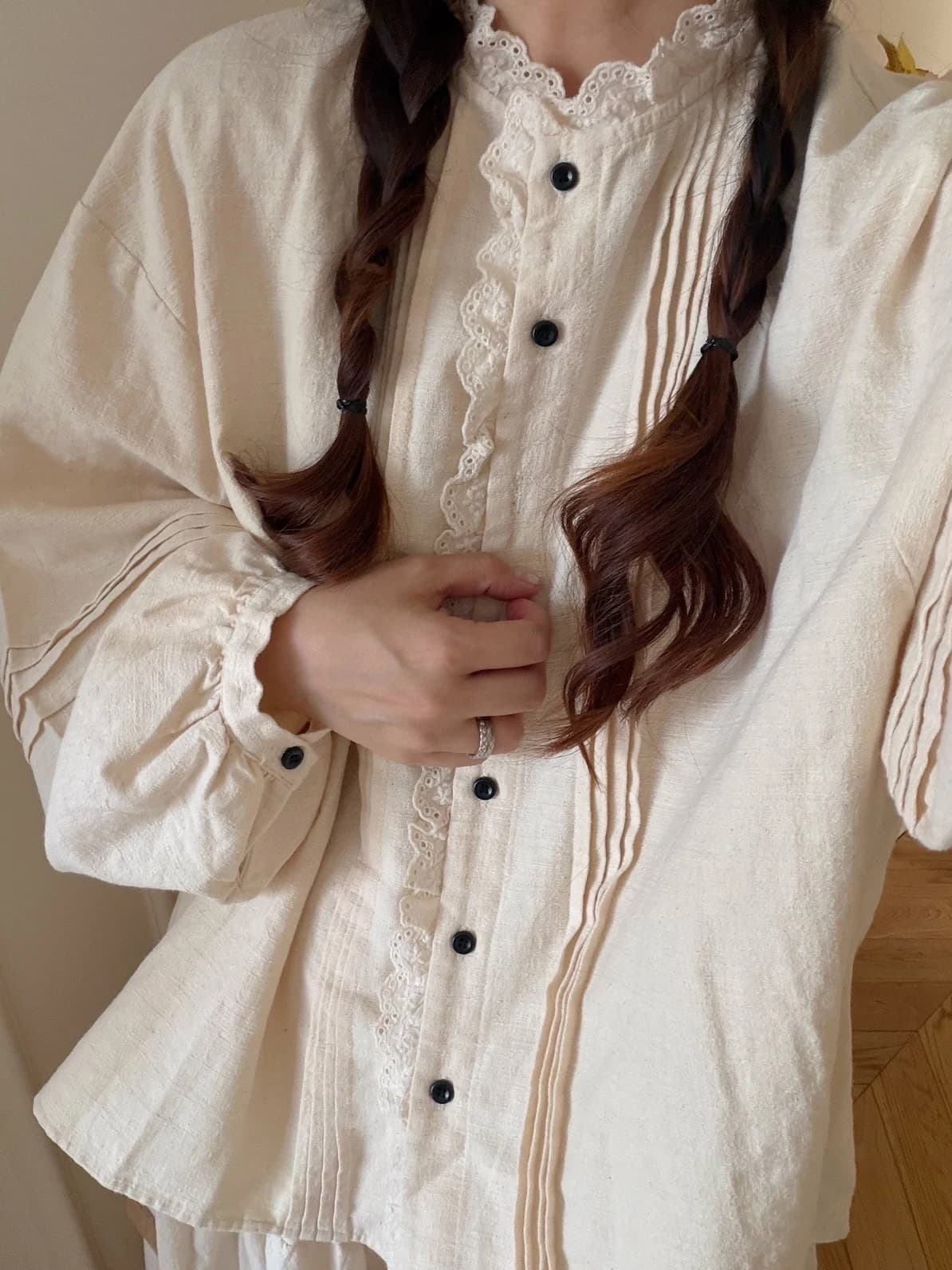 Classic Loose Cotton Linen Shirt Half Skirt Japanese Style Women's Fashion Summer Sun Protection Long Sleeve Petal Collar