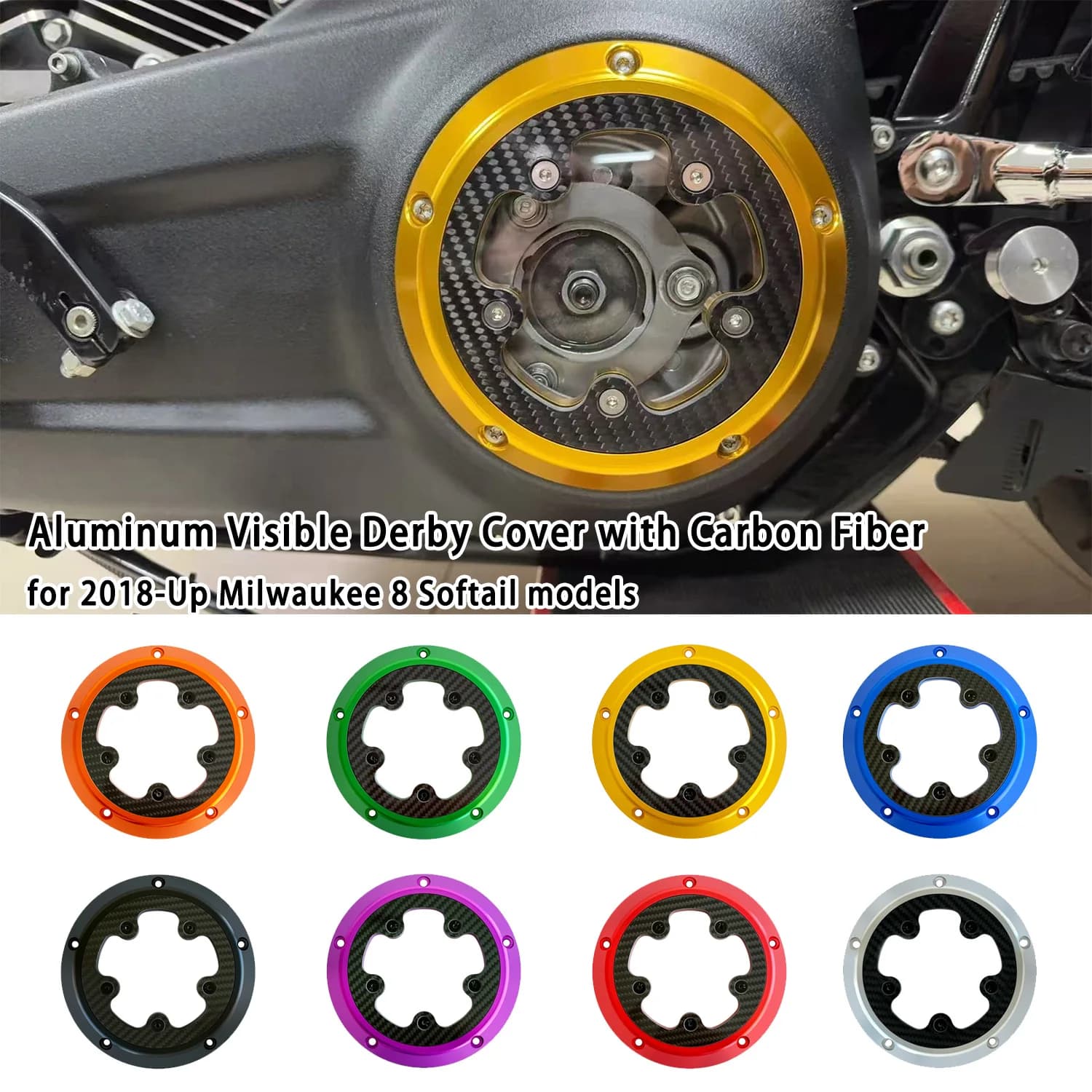 Copertura Derby Visibile in Alluminio con Fibra di Carbonio per Modelli Milwaukee 8 Softail dal 2018 in poi, esclusi le moto FXFB FXFBS dal 2018 in poi