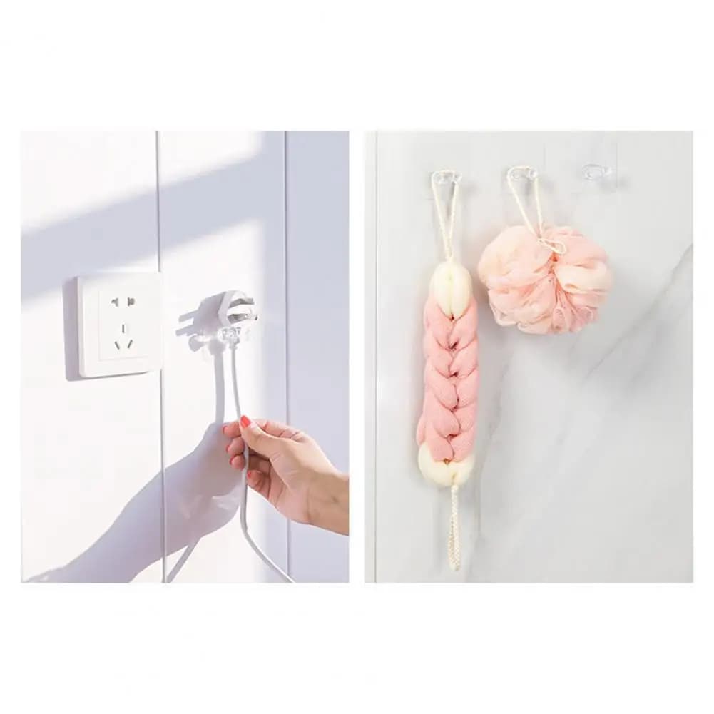 Hook Organizer Transparent Hooks for Wall Mounted Cable Management Hooks Easy Installation Adhesive Hooks to Reset Package from 10/20