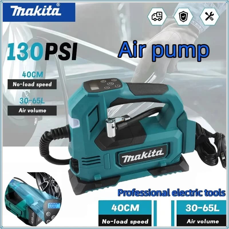Pompa ad aria senza fili Makita brushless agli ioni di litio con display digitale per auto e moto - Strumento portatile per gonfiaggio pneumatici