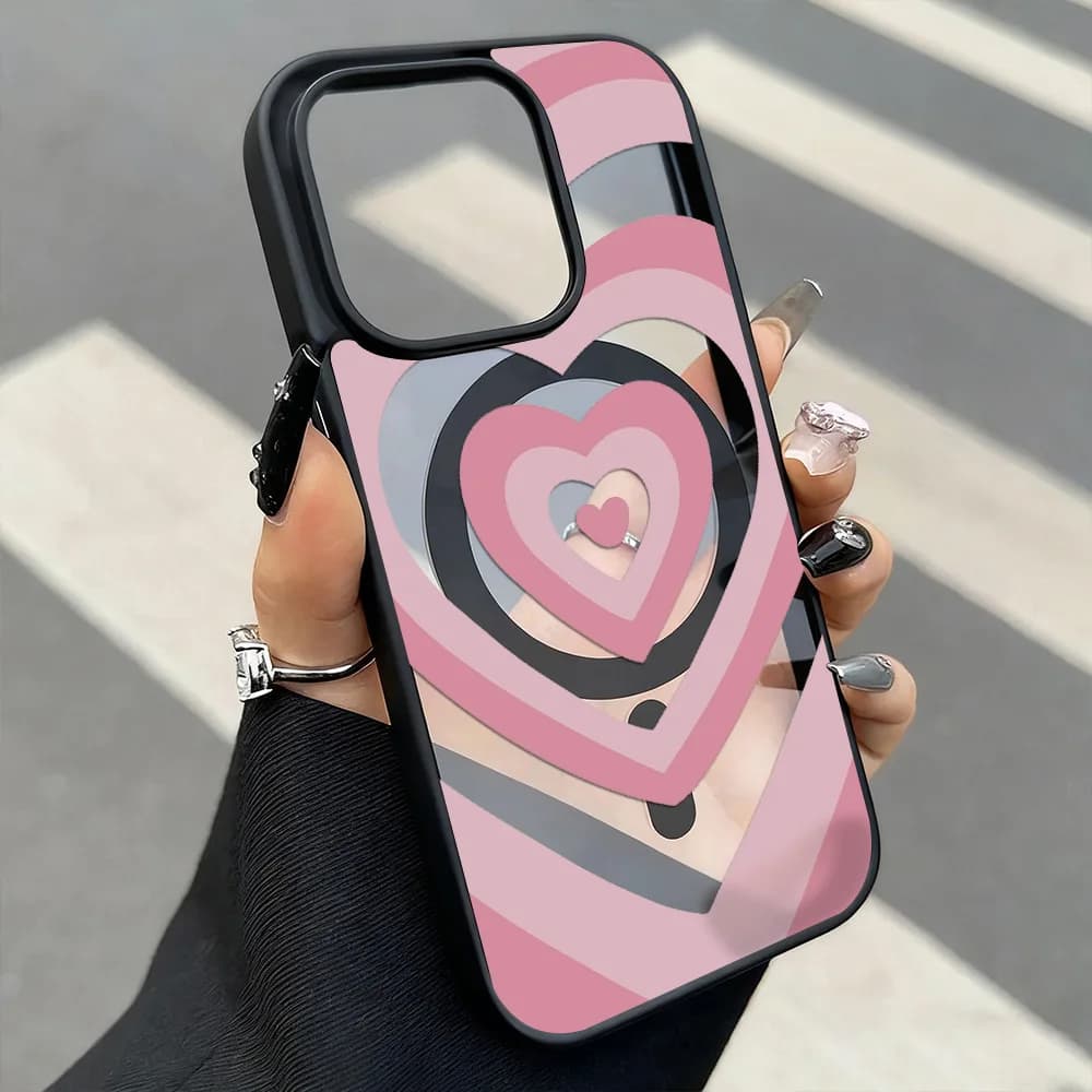 Custodia per telefono Magsafe con cuore d'amore rosa per iPhone 16 Custodia per iPhone 17 13 15 11 12 14 Pro Max Cover antiurto in acrilico trasparente opaco