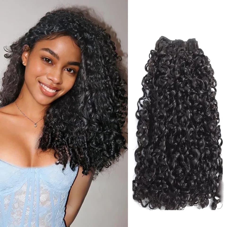 Brazilian Pixie Curly Hair Bundles Human Hair Weave Bundles Nature Color 2/3/4 Bundles Thick Pixie Curly Human Hair Bundles