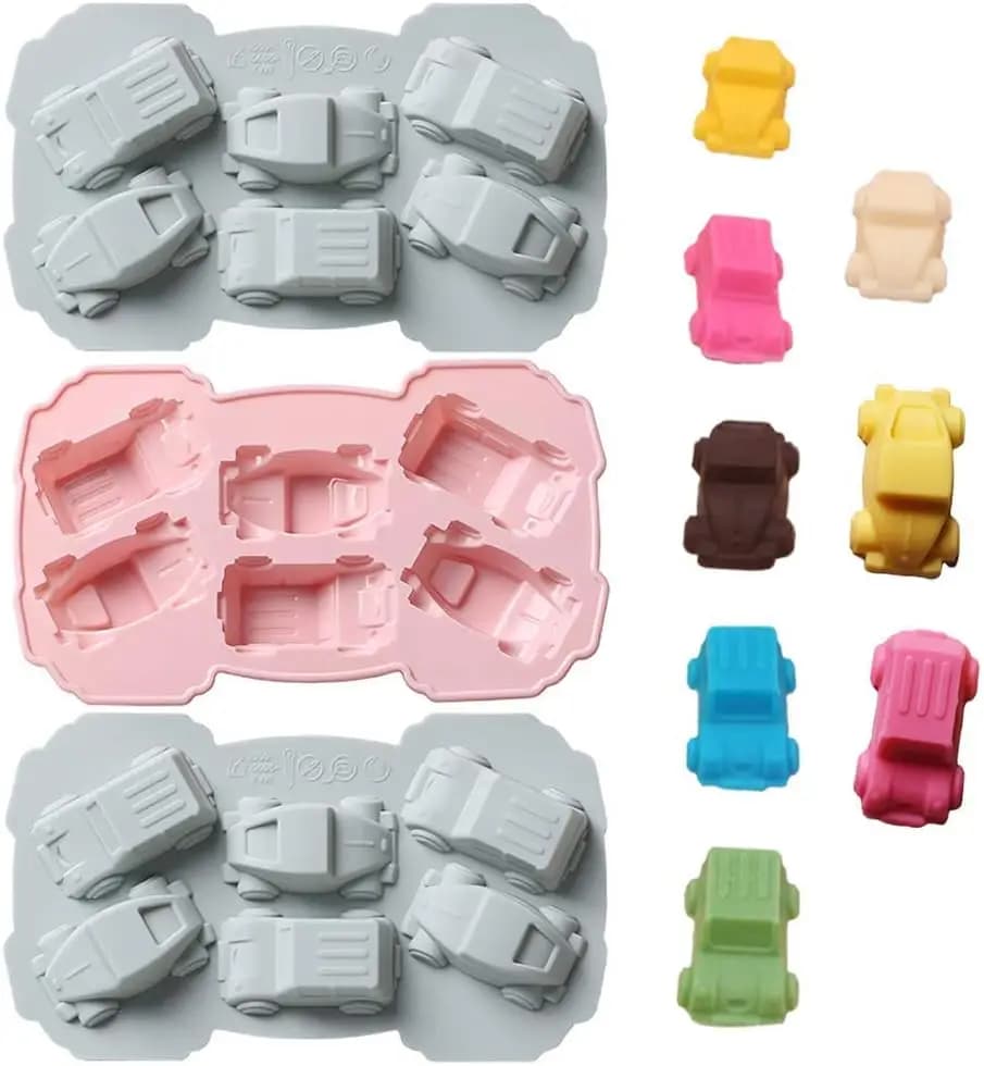 3 pezzi vassoi per cubetti di ghiaccio in silicone per auto stampi per cioccolato in silicone gelatina caramelle gommose strumento per decorare torte pastello cera stampo per fusione