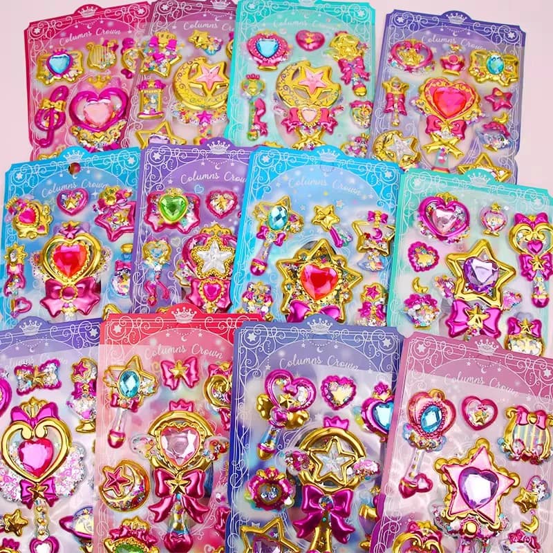12 Stili di Adesivi 3D con Gemme Scintillanti Colorate, Adesivi Carini Fai-da-Te per Decorazione di Diari e Cancelleria, Regali per le Festività