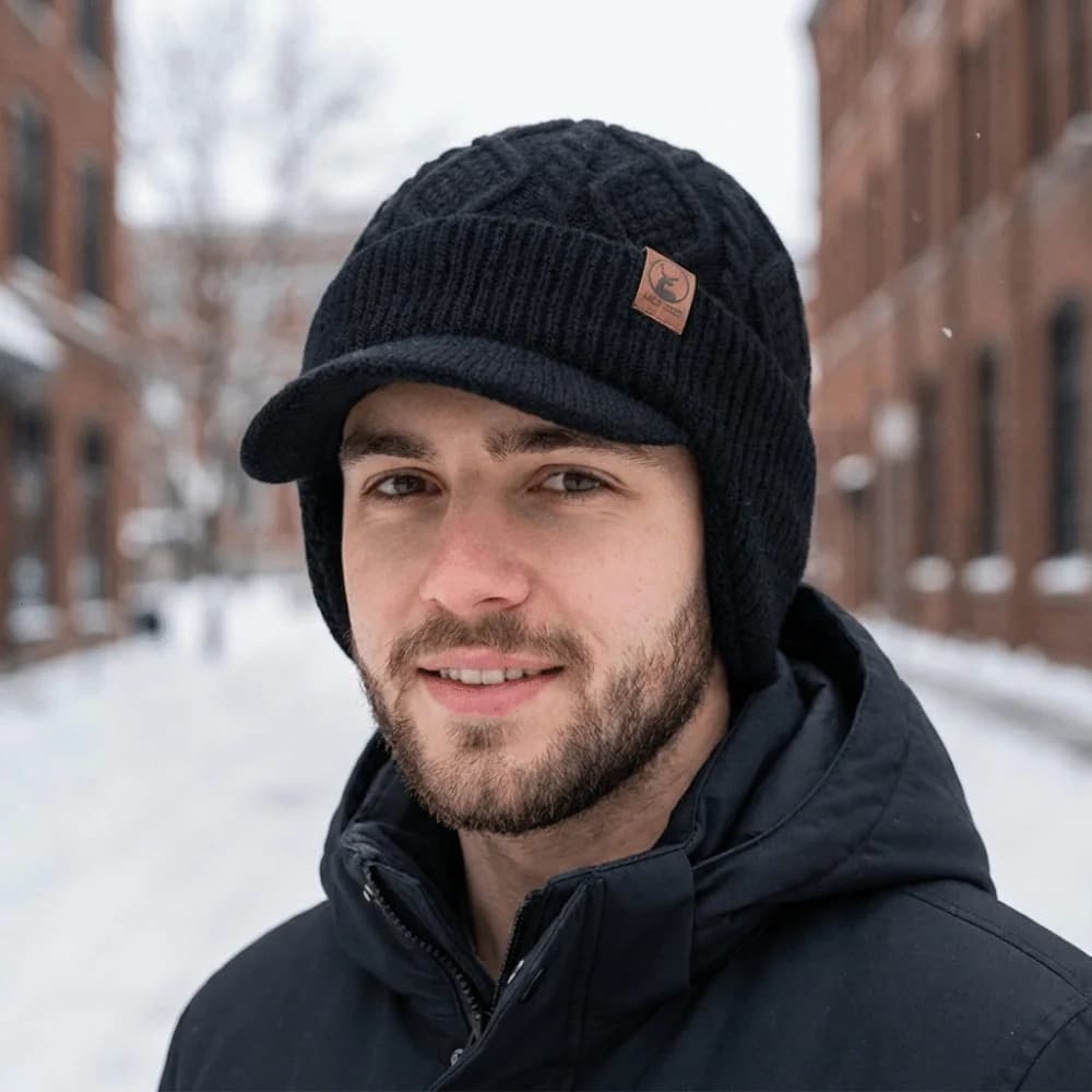 Stylish Fur Lined Winter Beanie Hat Thermal Windproof Earflap Cap Coldproof Thick Knitted Hat Ski Sports