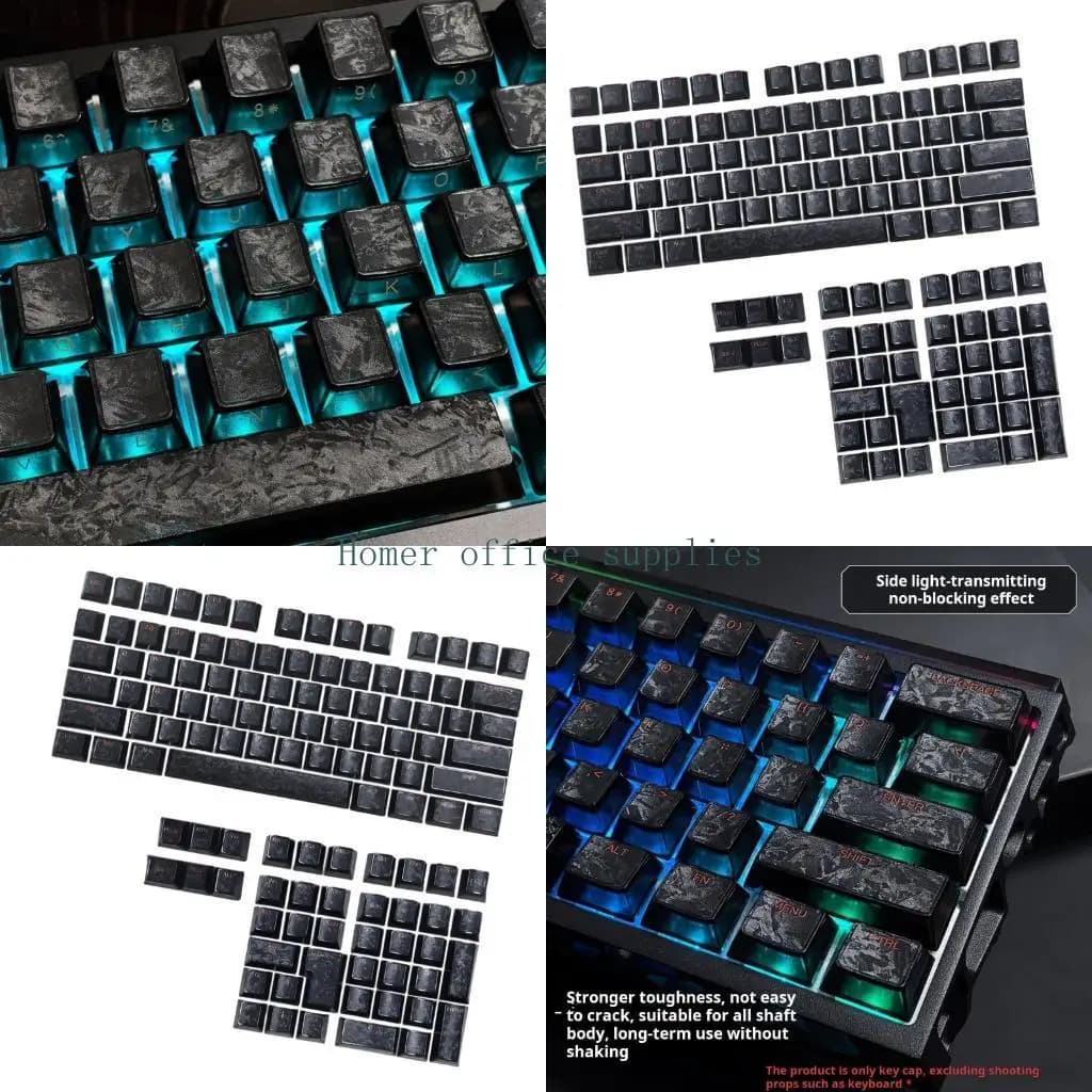K43B Through PBT Keycaps With Carbon Fiber Pattern Side Printed Original Profile For Customizable Mechanical Keyboard
