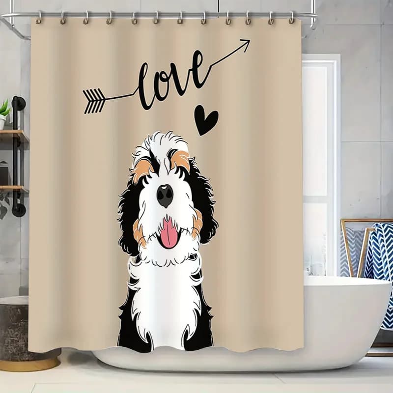 Simpatico cane doodle tenda da doccia arredamento per il bagno Golden Retriever cucciolo bagno tessuto impermeabile decorazioni per la casa