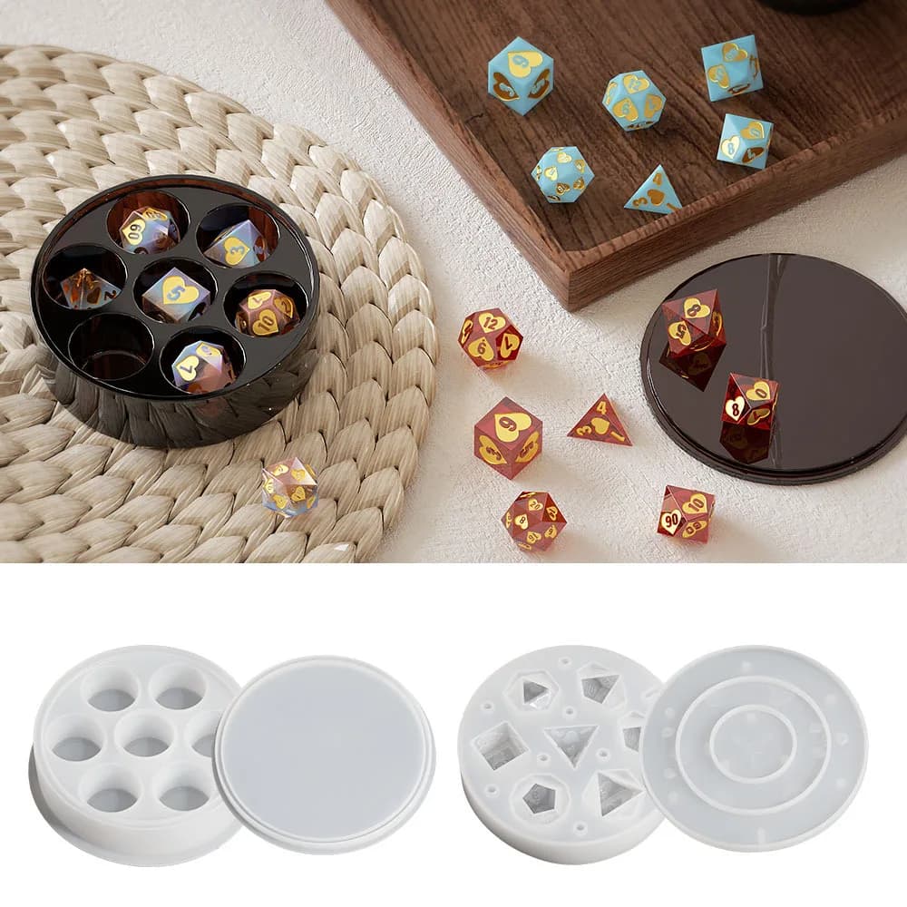 Stampi in silicone per scatole porta dadi, con texture a cuore e numeri, per giochi di lancio dei dadi, per la creazione di regali, stampo per gesso e resina