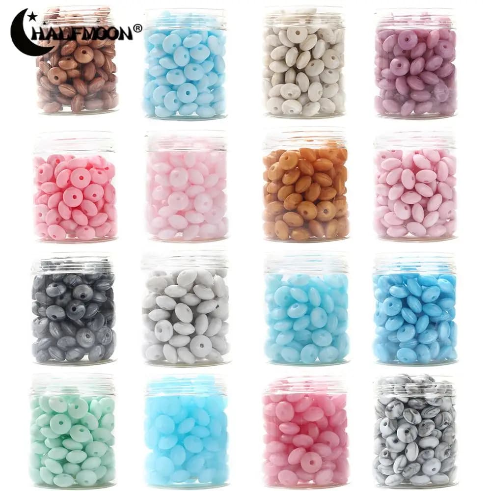 50 pz Bottiglia di Silicone Lentecchie Perline 12mm Bambino Bicolore Abaco Dentizione Perline Neonato Roditore Ciuccio Catena Giocattolo BPA Libero