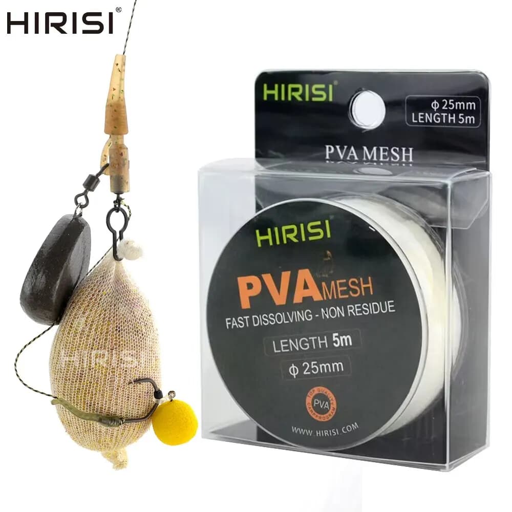Hirisi 1pz Rete PVA 25mm*5m per Pesca alla Carpa, Ricarica PVA per Esche da Pesca, Boilies e Pellet, Accessori da Pesca