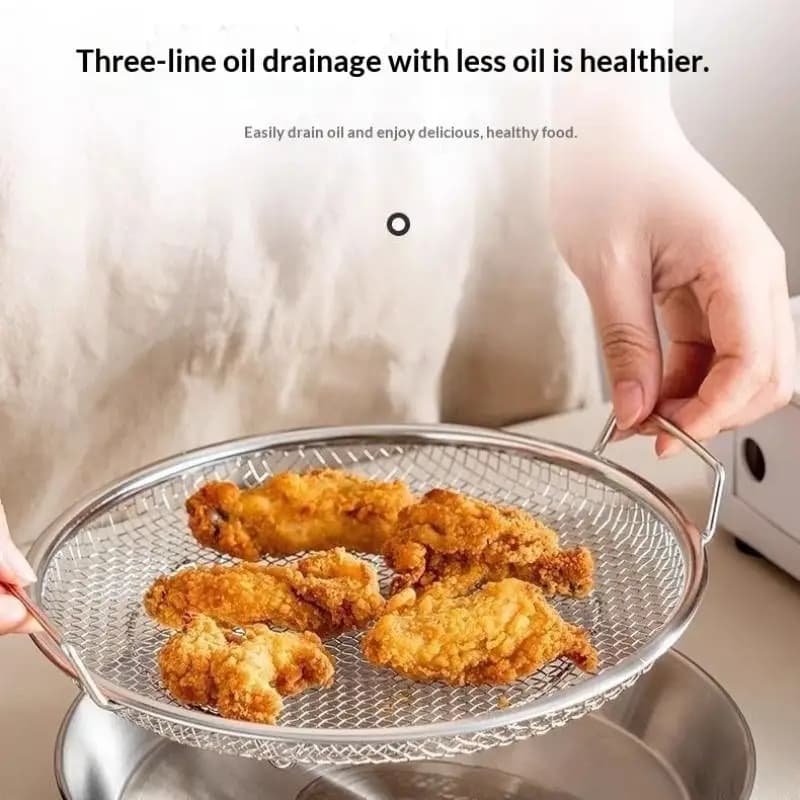 Stainless Steel Mesh Frying Drain Pan Strainer Colander, Food-grade Kitchen Oil Filter Tray 2026