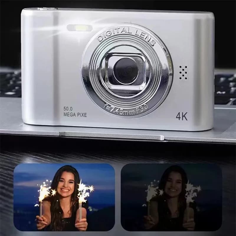 Fotocamera digitale HD da 50 Megapixel Fotografia 4K Selfie da viaggio Camara Schermo da 2,4 pollici Ingresso livello Bambini Campus Selfie Mini Retro Cam