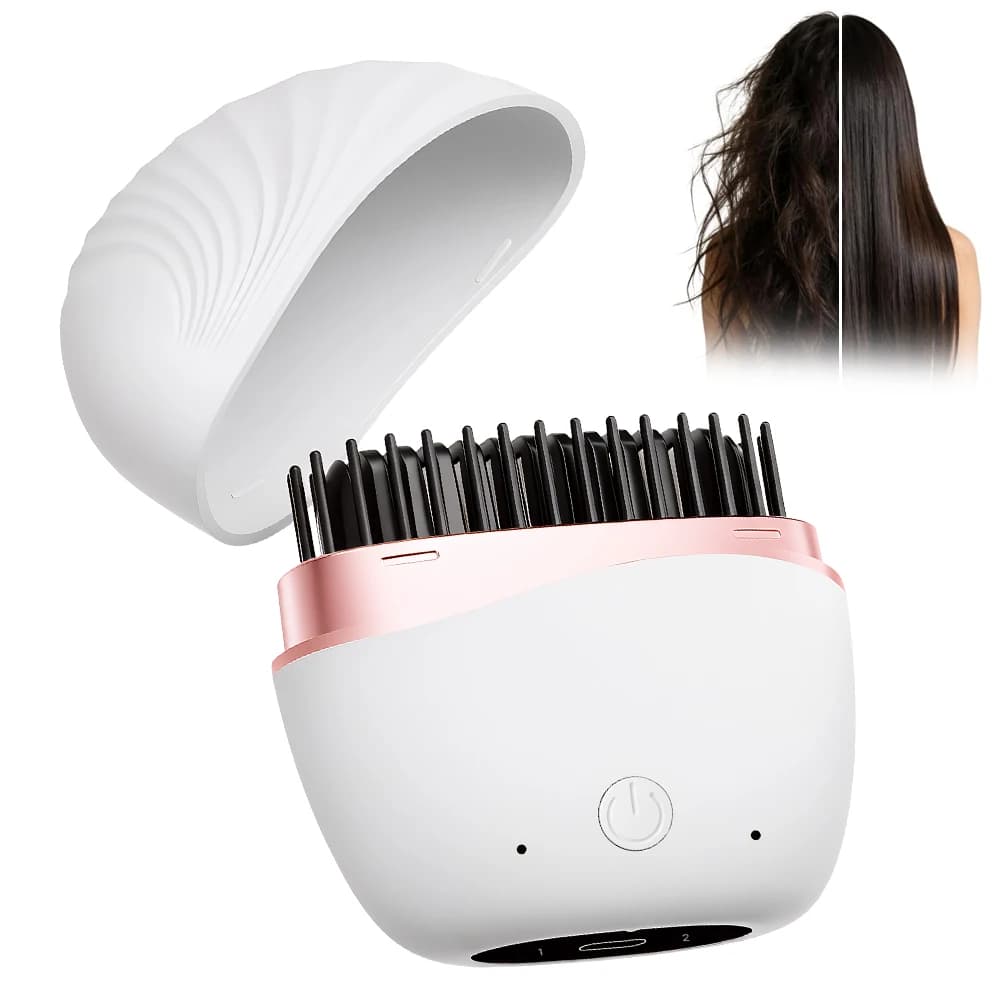 USB Rechargeable Hair Smooth Brush, Wireless Straight Width Comb with Quick Heating, 2 Temperature and Automatic Switching Settings