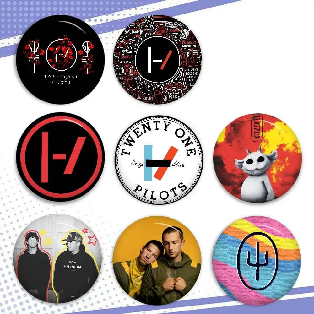 Popular Bottone Spill Made in Twenty One Pilots Hand, Cartoon Distinctive for Dresses, Backpack Decoration, Jewelry Accessories