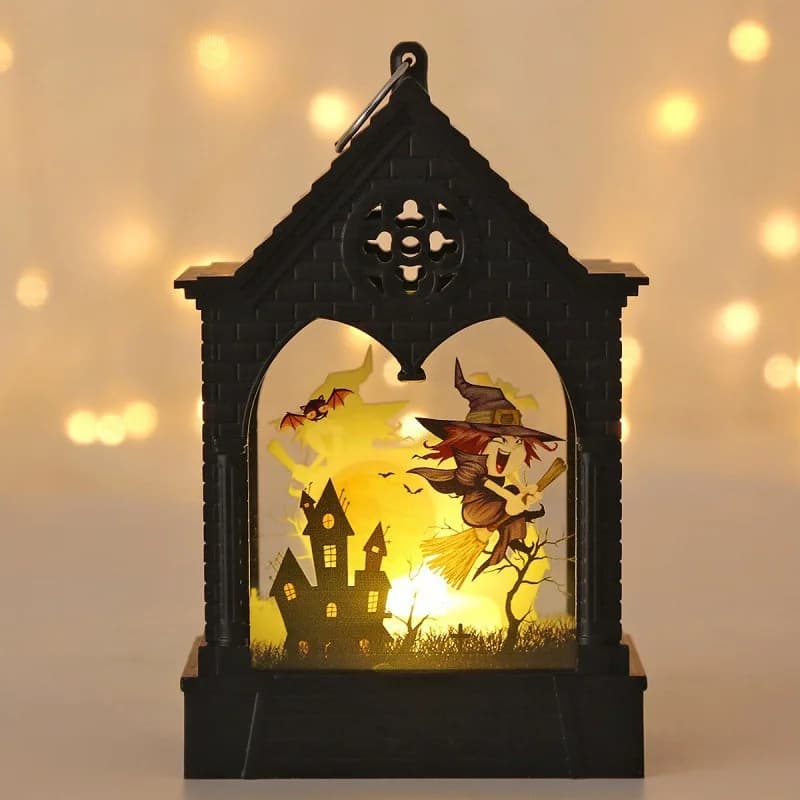 Electronic Candle Light LED Wind Lantern, Halloween Tabletop Ornament Creating Festive Vibe for Holiday Parties