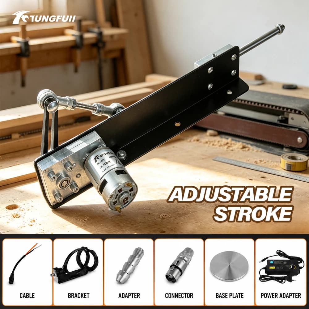 TUNGFUII DC24V Reciprocating Linear Actuator 6-20cm Adjustable Stroke Telescopic Rocker Gear Motor Kit For DIY Automation