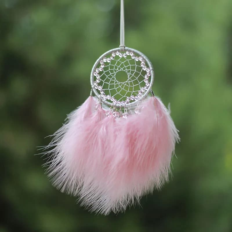 8x40cm Pink Flowing Feathers Wind Chime Pendant Nature-themed Dream Catcher Girls' Birthday Gift Backpack Car Pendant Pendant