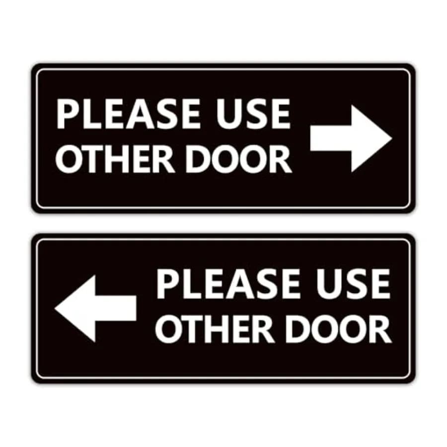Confezione da 2 Adesivi per Porta 'Si Prega di Usare Altra Porta', Autoadesivi, Resistenti alle Intemperie, in Vinile, con Freccia Sinistra e Destra, Segnale per Ingresso