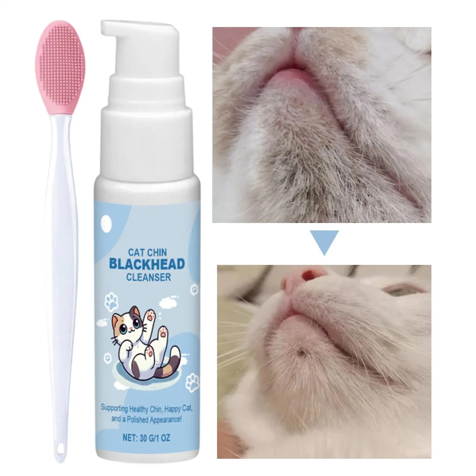 Detergente per il viso dei gatti con spazzola, soluzione detergente profonda, spray delicato e sicuro per cani e gatti