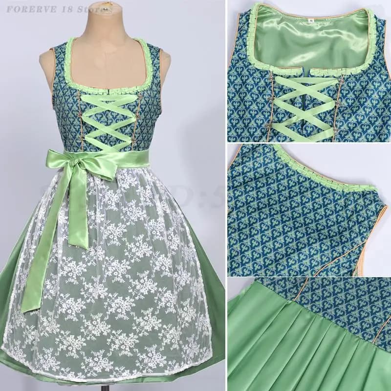 Abiti bavaresi da donna con grembiule in pizzo Halloween Oktoberfest Masquerade Costume da festival cosplay vintage medievale