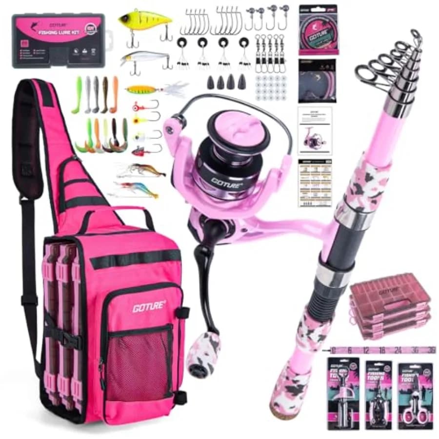 Kit da Pesca per Adulti, Combo Canna e Mulinello, Borsa a Tracolla OpenSide per Attrezzatura da Pesca con 3 Scatole Porta Attrezzi, Regalo per Lui