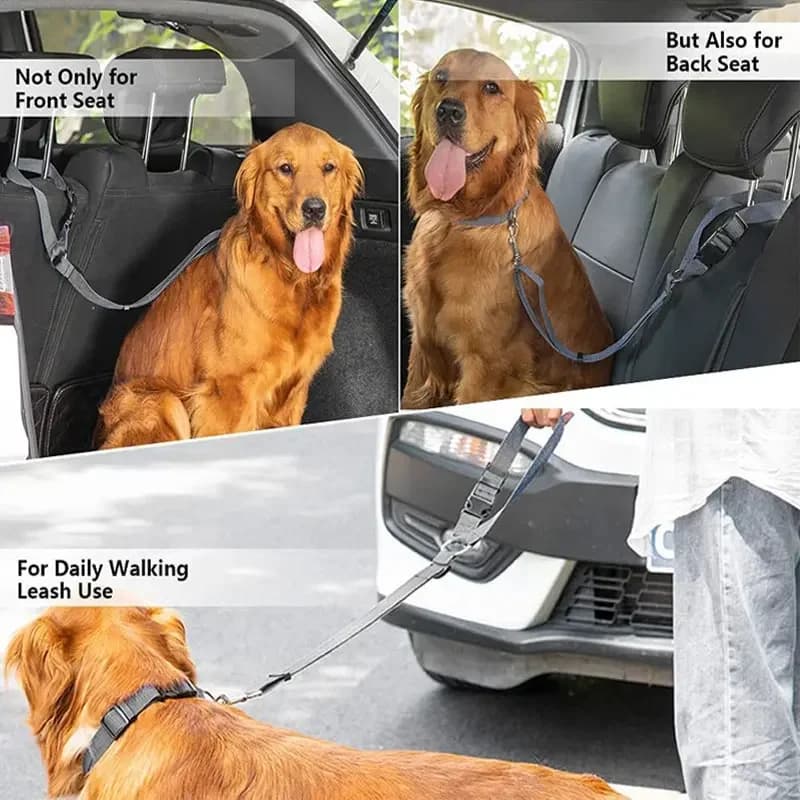 Solid Color Pet Car Seat Belt Nylon Lead Leash Backseat Safety Belt Adjustable Dogs Harness Collar Pet Accessories