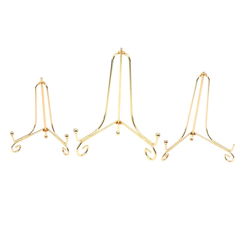 🌟Gold Iron Display Stand Craft Bracket Book Holder Photo Pedestal Bowl Dish Frame Picture Plate Rack Easel Storage Decoration