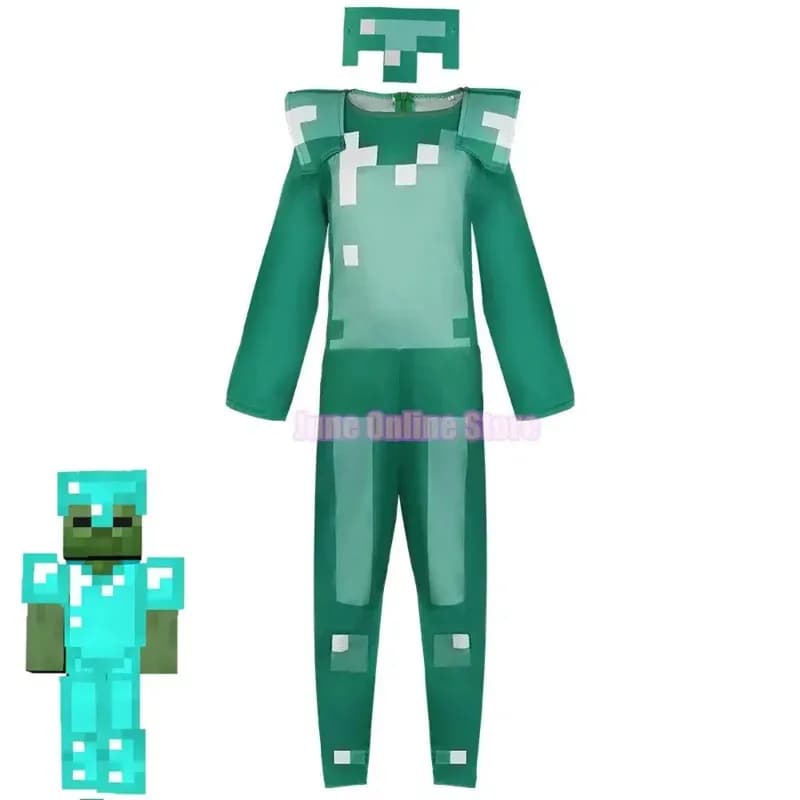 Purim Games Bambini Miglior regalo Diamond Armor Alex Personaggio del gioco Steve Cosplay Set Costumi di Halloween per ragazzi LR6290b;4.f'7;j,3'