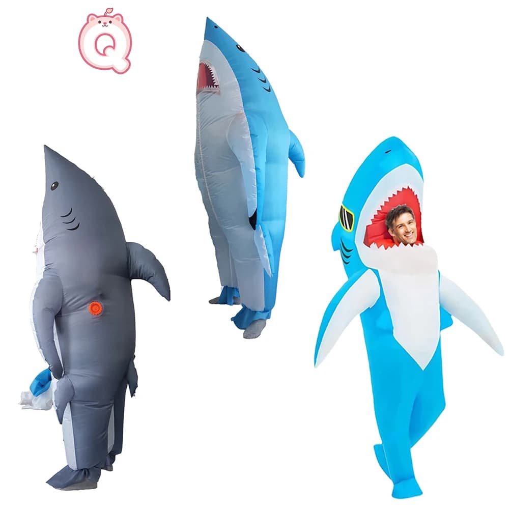 Costume Gonfiabile da Squalo per Performance, Abbigliamento per Feste di Compleanno, Scherzi, Vestito da Cartone Animato, Accessorio per Mascherata