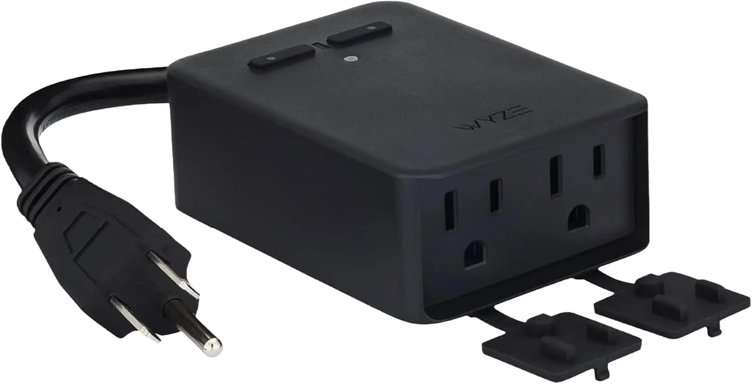 Presa Intelligente da Esterno, Doppia Presa con Monitoraggio Energetico, IP64, WiFi 2.4GHz, Compatibile con Alexa e Google Assistant, Nessun Hub Richiesto