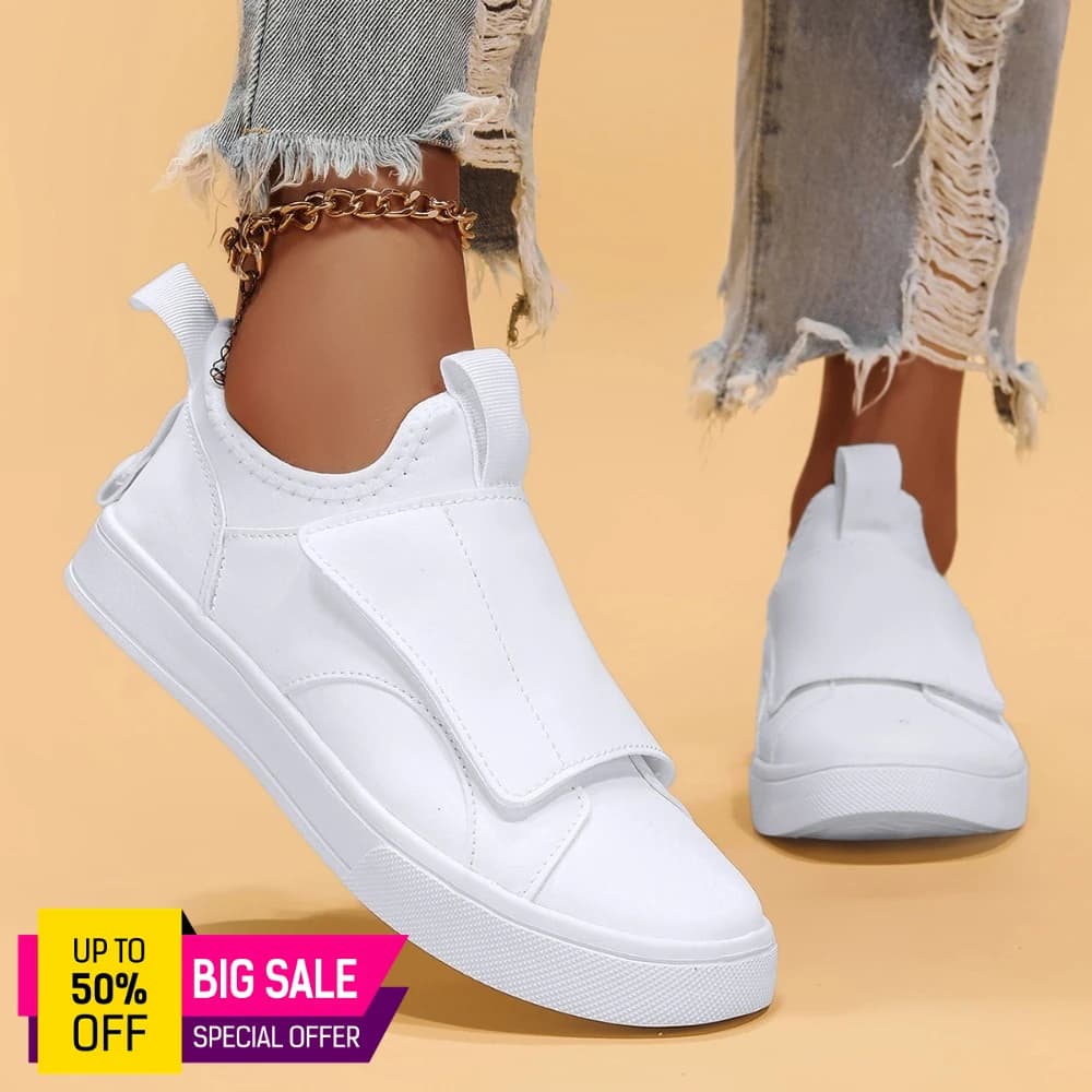 Nuove Sneakers Slip-On da Uomo 2026, Completamente Bianche con Chiusura a Strappo, Scarpe Casual Traspiranti Antiscivolo per Uso Quotidiano Estivo