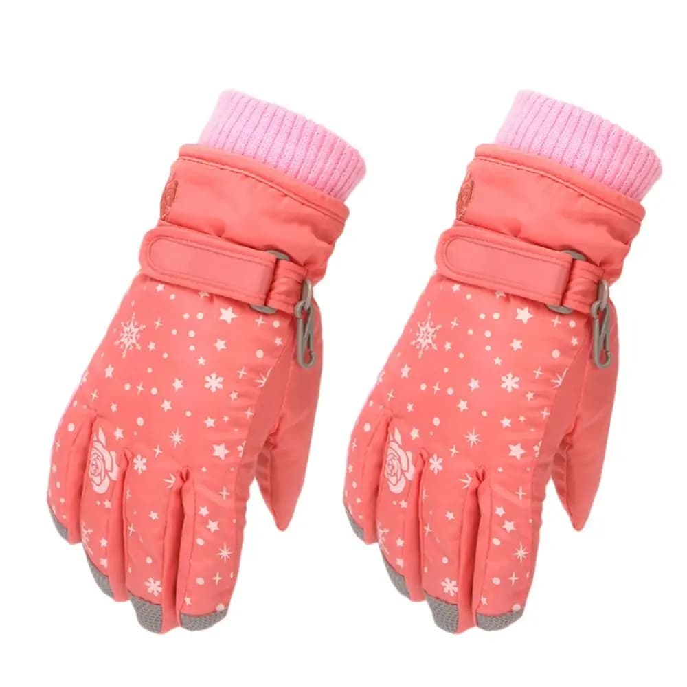 Guanti da sci per bambine, spessi, caldi, impermeabili, per snowboard, sport all'aria aperta, ciclismo, 5-8 anni
