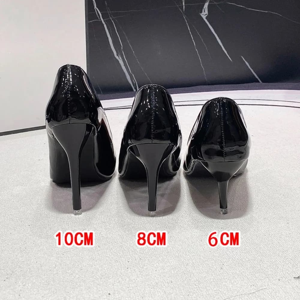 Sexy suola nera sottile 6 cm 8 cm 10 cm tacco tacchi alti stile classico nero scarpe da lavoro da ufficio pompe da donna leggere taglie forti 43