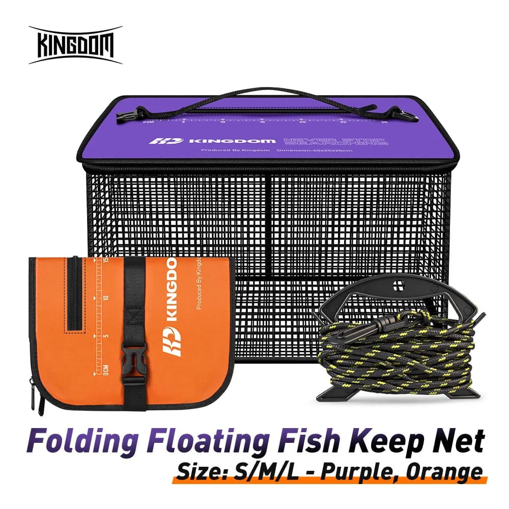 Kingdom pieghevole galleggiante per pesci mantenere rete portatile in PVC resistente all'usura con scala e corda in nylon attrezzatura da pesca con secchio per pesciolini