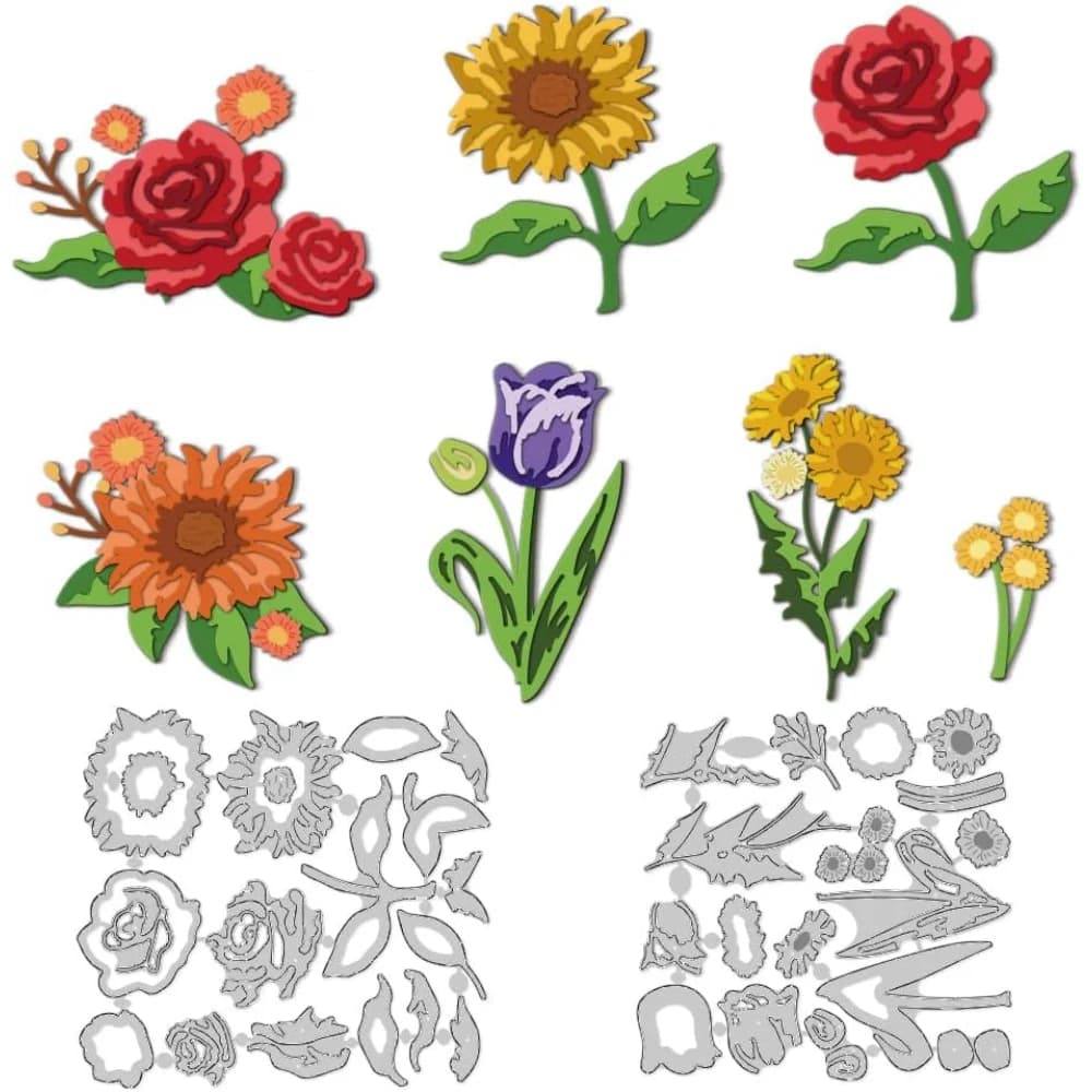 3D Spring Flower Cutting Dies Blossom Card Overlay Stitch Die Cut Carbon Steel Die Cuts Stencils Card Scrapbooking making kit