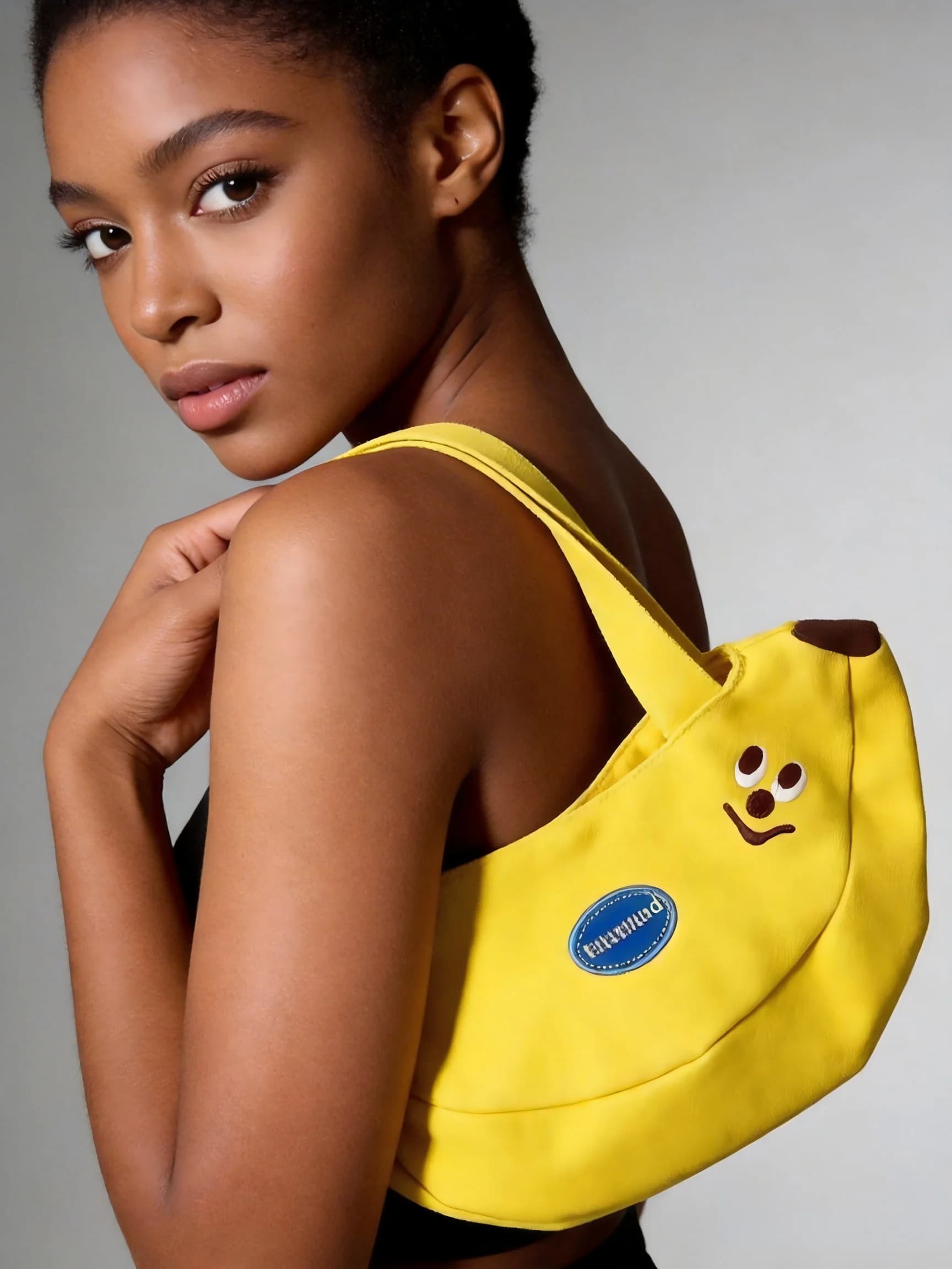 Borsa Tote in Tela Ricamata con Banana, Mini Borsa a Mano Portatile Kawaii alla Moda, Borsa Casual Quotidiana per Donne e Ragazze