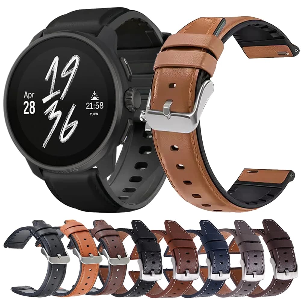 22 mm strap for SUUNTO 5 / 9 Peak Pro DLC/RUN/RACE S/VERTICAL/OCEAN Leather Bracelet + Silicone Sports Strap for Xiaomi Watch S4