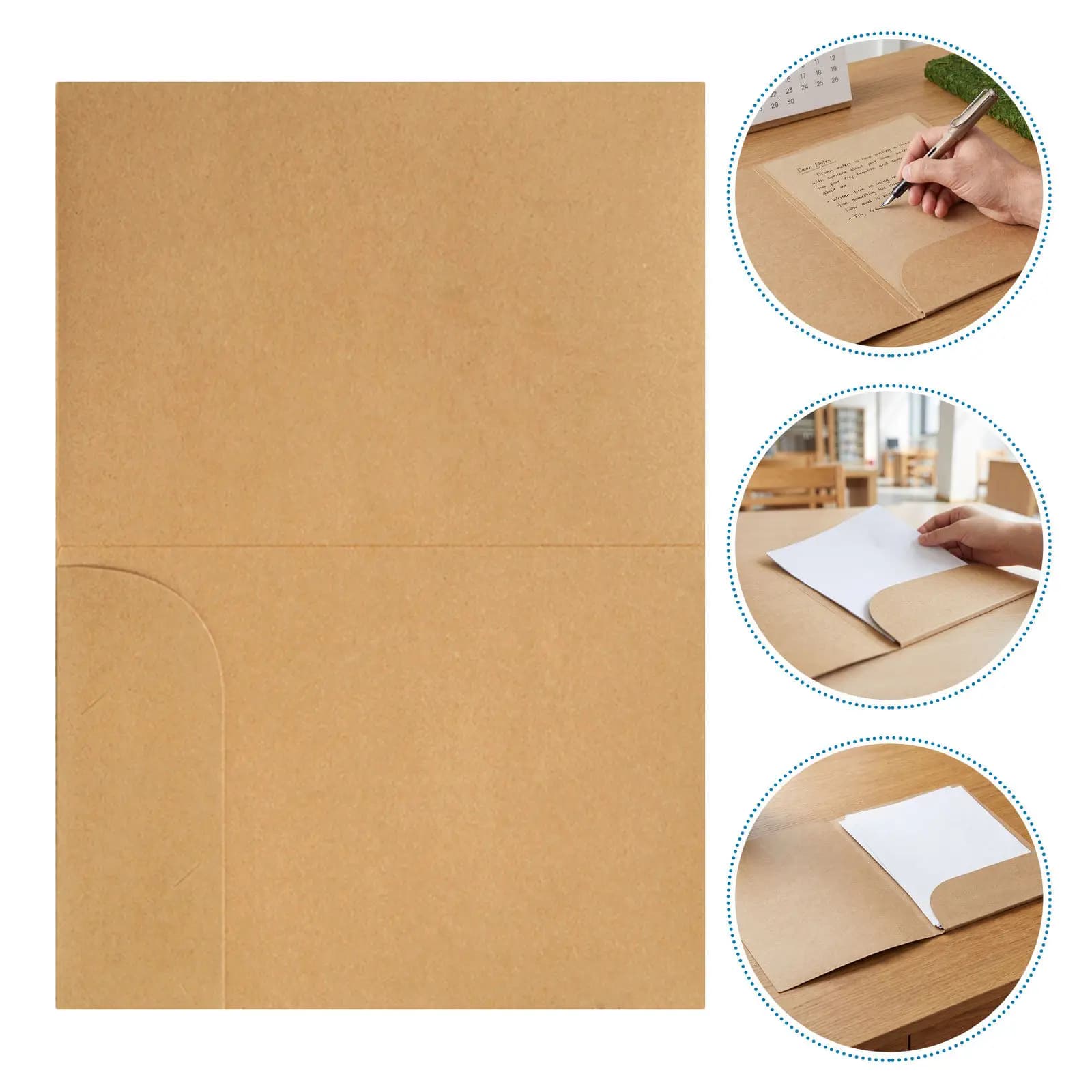 12Pcs A4 Kraft Paper Document Organizer Folder Brown Portfolio File Holder for Business Meeting School Receipt Storage