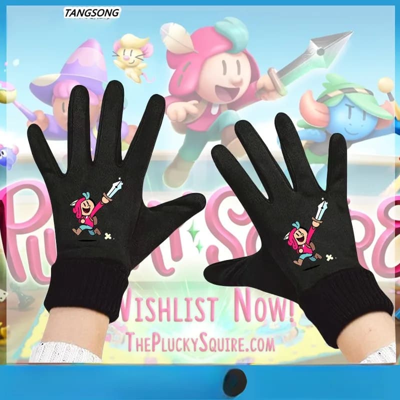 Winter cycling gloves with touchscreen, fleece-lined men's gloves, hot for young people and adolescents, Steampunk Game Brave Knight theme gloves