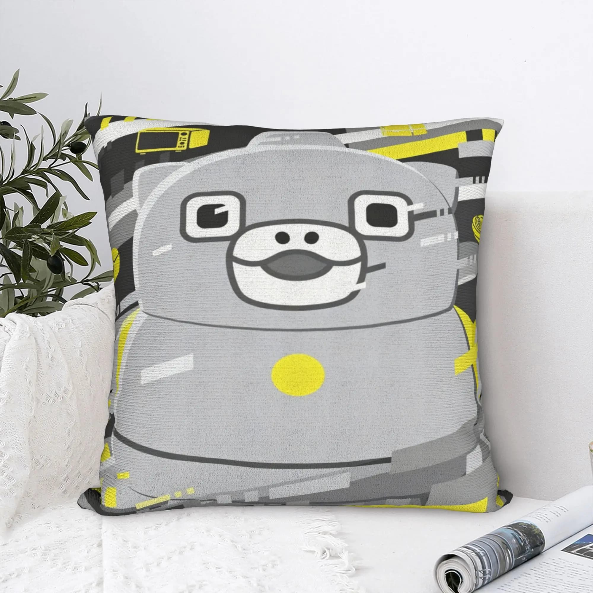 Chibi Monster Raids Again Square Pillow Case Cartoon Cushion Covers Funny Polyester Decor Throw Pillow Case Cover for Sofa 18"