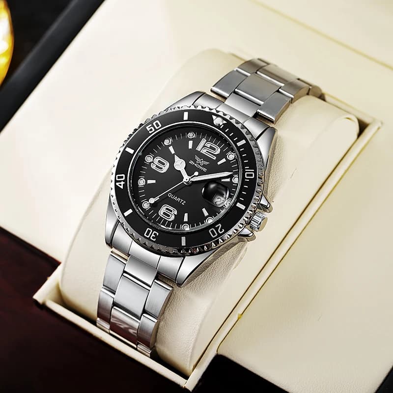 High Quality Top Brand Relogio Masculine Quartz Watches Men's Fashion Calendar Stainless Steel Watch Men's Montre Homme