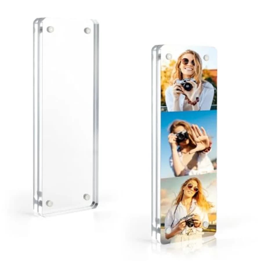 Photo Booth Frame 2x6 Picture Frame, Clear Acrylic Frame, Strong Magnetic 2x6 Acrylic Picture Frames, Free Standing Desktop Dis