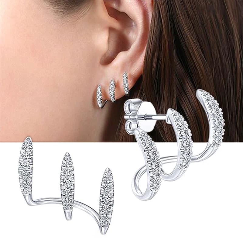 Huitan Orecchini con artigli color argento con cristallo AAA CZ Pietra Design moderno Moda Accessori versatili Donna 2022 Gioielli