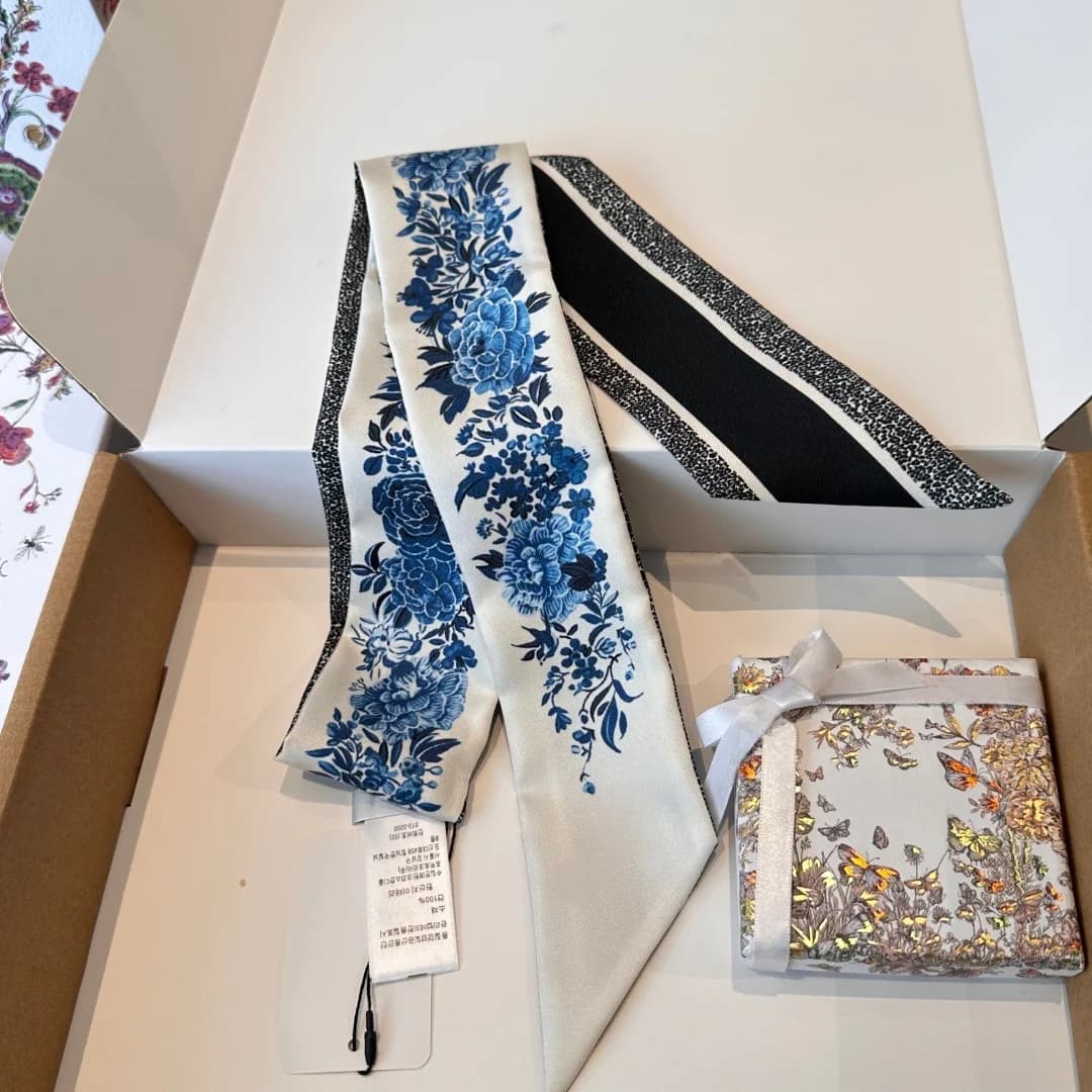 Foulard di Seta di Lusso alla Moda, Realizzato in Pura Seta, Utilizzabile Come Sciarpa per la Testa, Cinturino per Borsa o Braccialetto, 6 x 100 cm