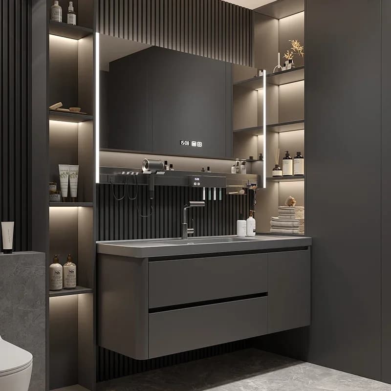Mobili per la casa Lavatrice Armadietto da bagno sottile con cassetti Lavanderia mobile e colonna portaoggetti Homcom Wc