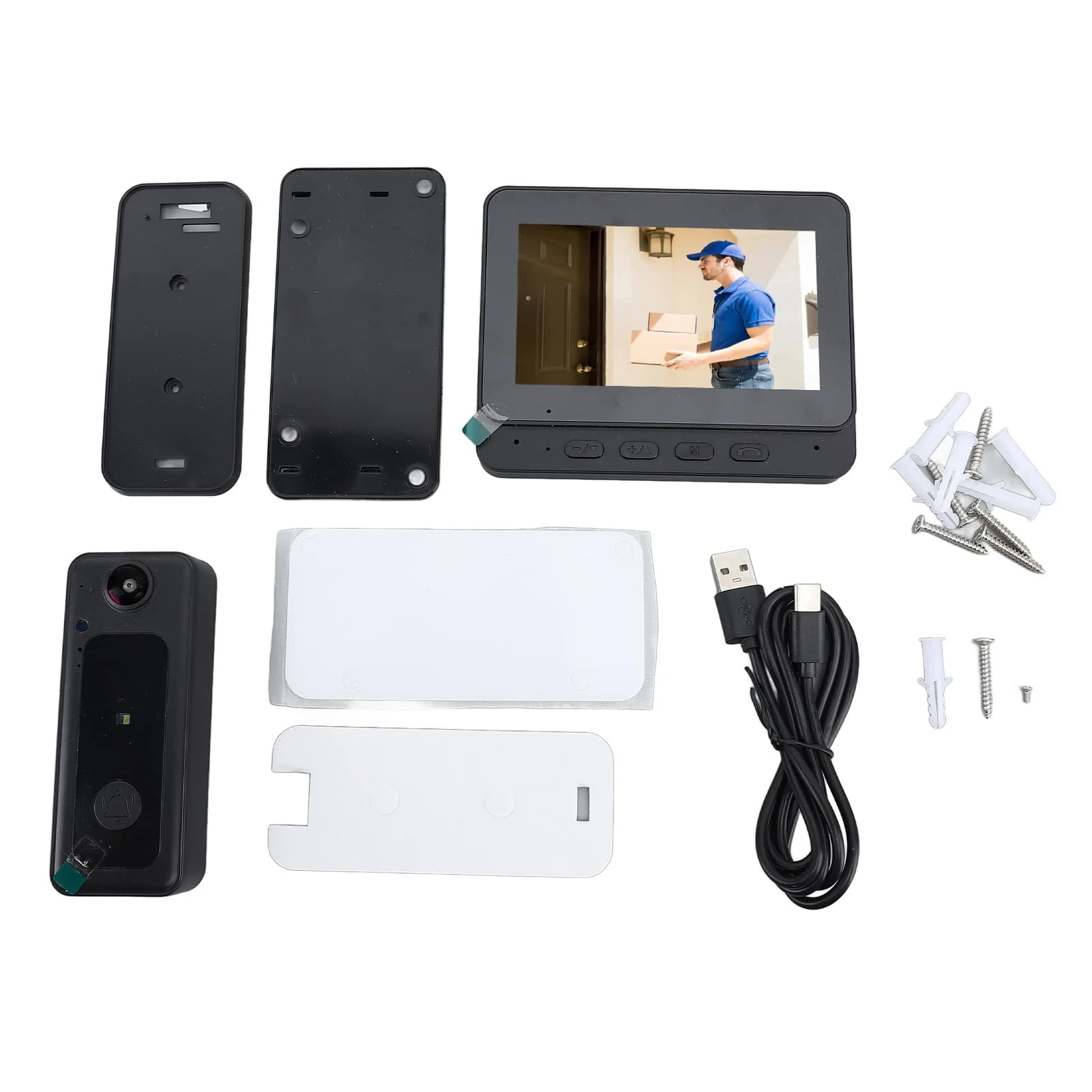 Videocitofono di Sorveglianza con Microfono e Visione Notturna, Telecamera HD 1080P con Monitor Interno per Villa