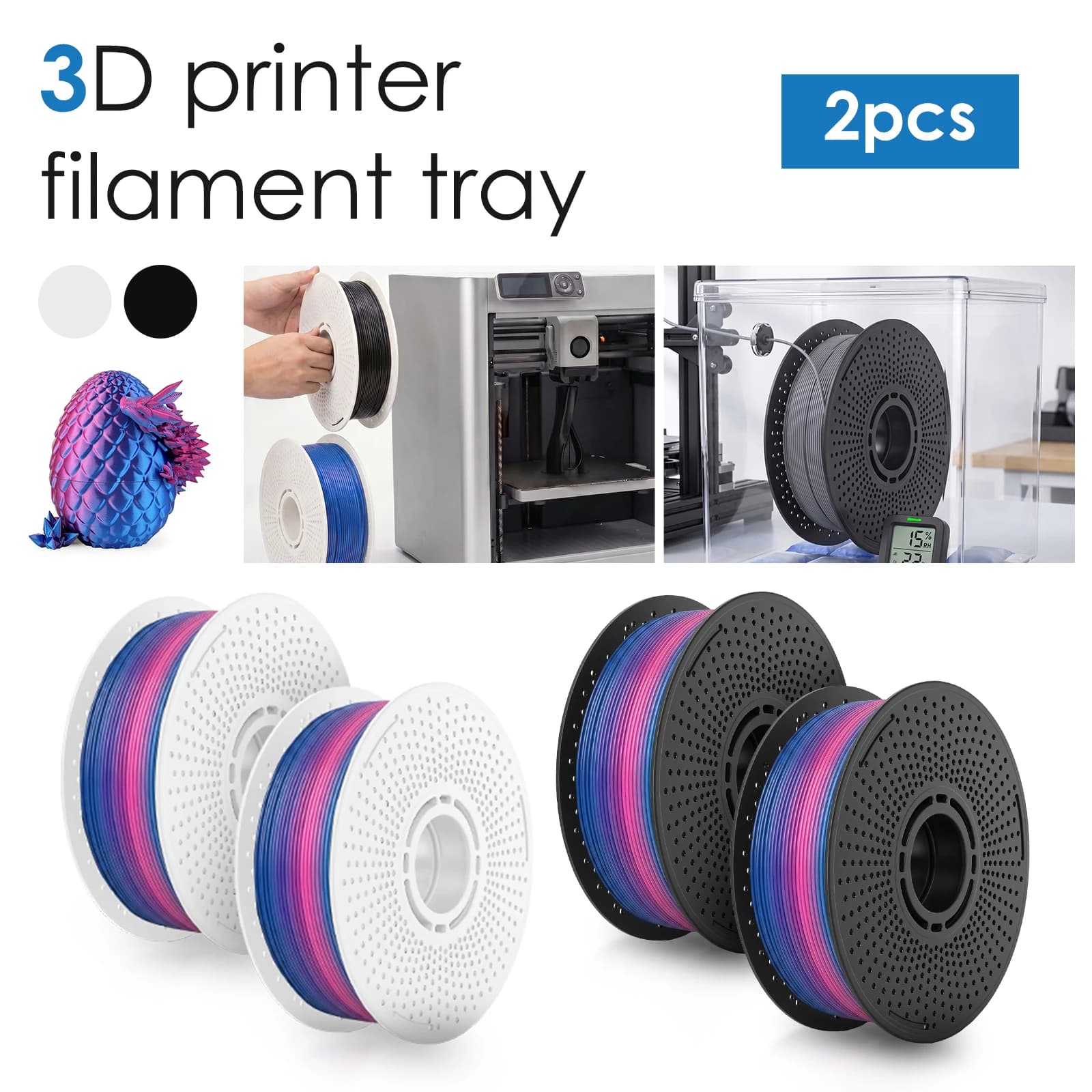 Bobina di Filamento 3D Riutilizzabile per Stampanti Bambu Lab X1C/P1S/P1P/A1 Mini, MasterSpool Ricaricabile per Materiali PLA PETG ABS TPU