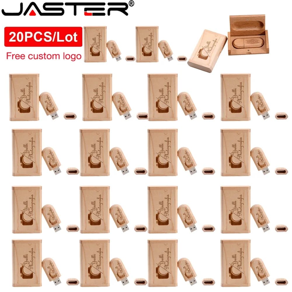 20 Pz/lotto Chiavetta USB 2.0 In Legno 128 GB Logo Personalizzato Gratuito Pen Drive 64 GB Memory Stick Fotografia di Nozze Regali U Disco 32 GB